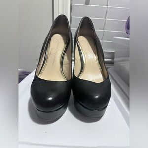 Leather high heels